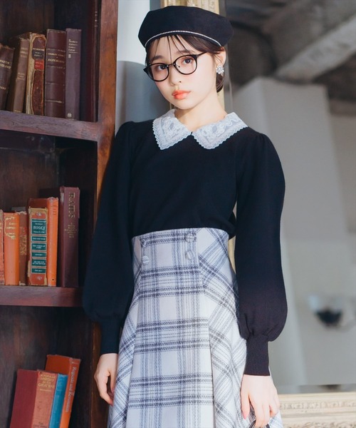 WILLSELECTION（ウィルセレクション）の「ボリュームスリーブレースカラープルオーバー（ニット/セーター・レディース・ピンク/ブラック/サックスブルー・FREE）」の21枚目の写真