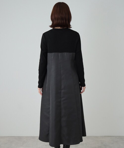 DRESKIP（ドレスキップ）の「◆【S-LL】楽して好印象 大人のための 異素材ドッキングフレアワンピース（ワンピース・レディース・チャコール/キャメル/ブラック系4・01/02/03/04）」の18枚目の写真