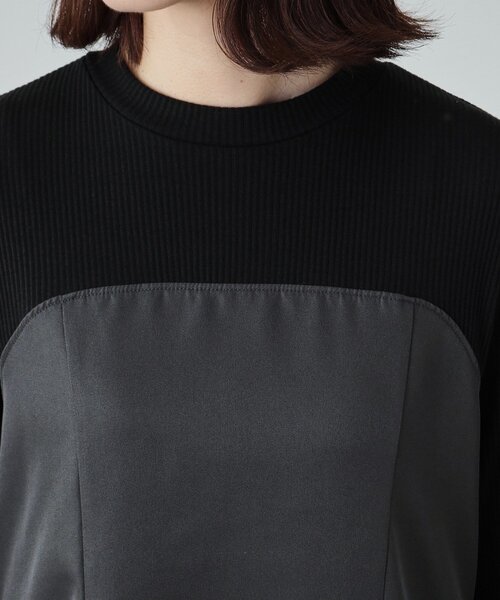 DRESKIP（ドレスキップ）の「◆【S-LL】楽して好印象 大人のための 異素材ドッキングフレアワンピース（ワンピース・レディース・チャコール/キャメル/ブラック系4・01/02/03/04）」の19枚目の写真