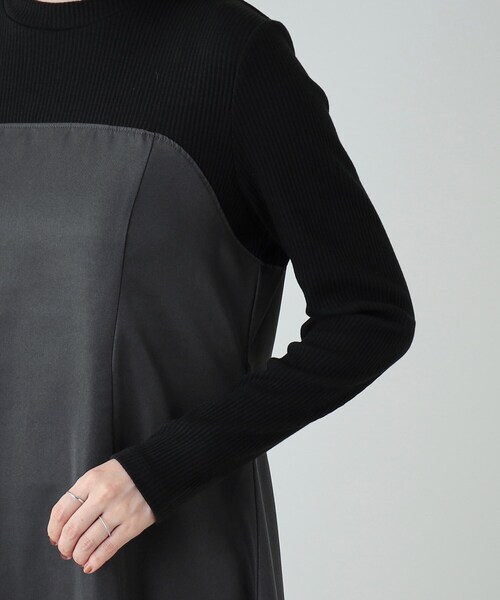 DRESKIP（ドレスキップ）の「◆【S-LL】楽して好印象 大人のための 異素材ドッキングフレアワンピース（ワンピース・レディース・チャコール/キャメル/ブラック系4・01/02/03/04）」の20枚目の写真