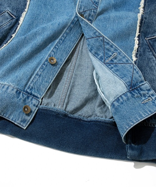 CUBE SUGAR（キューブシュガー）の「CUBE SUGAR/キューブシュガー　Denim リブ付きリメイク風Gジャン（デニムジャケット・レディース・インディゴブルー/ブラック・FREE）」の7枚目の写真