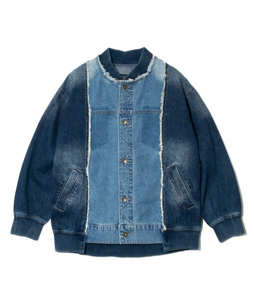 CUBE SUGAR（キューブシュガー）の「CUBE SUGAR/キューブシュガー　Denim リブ付きリメイク風Gジャン（デニムジャケット・レディース・インディゴブルー/ブラック・FREE）」の8枚目の写真