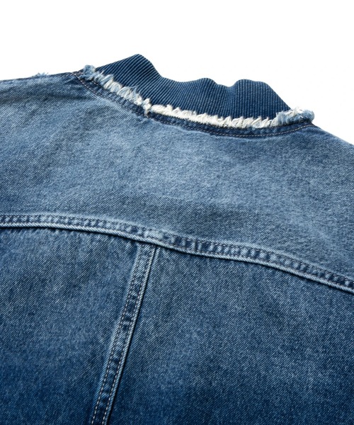 CUBE SUGAR（キューブシュガー）の「CUBE SUGAR/キューブシュガー　Denim リブ付きリメイク風Gジャン（デニムジャケット・レディース・インディゴブルー/ブラック・FREE）」の10枚目の写真