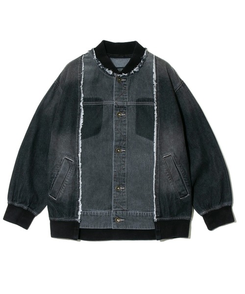 CUBE SUGAR（キューブシュガー）の「CUBE SUGAR/キューブシュガー　Denim リブ付きリメイク風Gジャン（デニムジャケット・レディース・インディゴブルー/ブラック・FREE）」の11枚目の写真