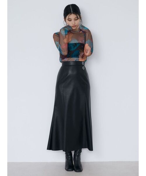 MURUA（ムルーア）の「フェイクレザーマーメイドスカート（スカート・レディース・ブラック/グレー・1/2）」の4枚目の写真