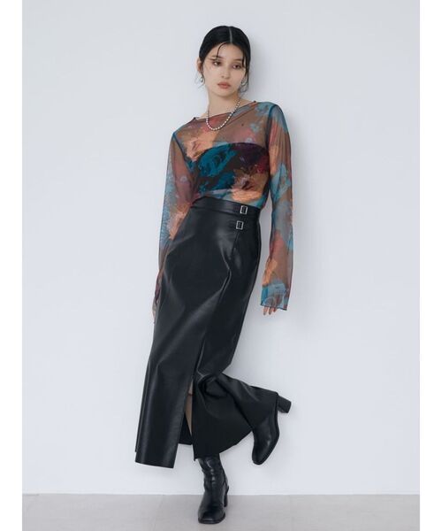 MURUA（ムルーア）の「フェイクレザーマーメイドスカート（スカート・レディース・ブラック/グレー・1/2）」の5枚目の写真