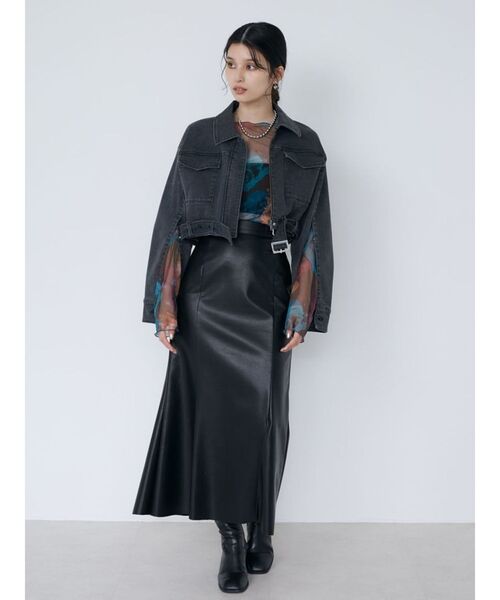 MURUA（ムルーア）の「フェイクレザーマーメイドスカート（スカート・レディース・ブラック/グレー・1/2）」の6枚目の写真