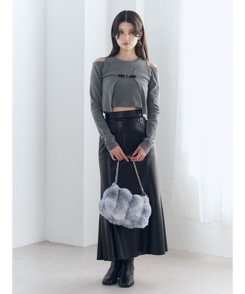 MURUA（ムルーア）の「フェイクレザーマーメイドスカート（スカート・レディース・ブラック/グレー・1/2）」の14枚目の写真