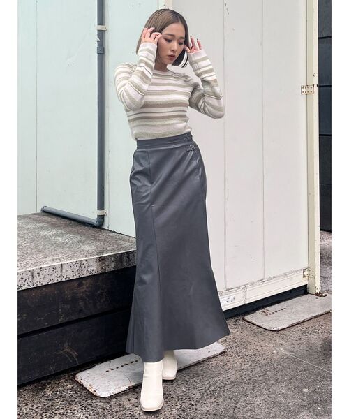 MURUA（ムルーア）の「フェイクレザーマーメイドスカート（スカート・レディース・ブラック/グレー・1/2）」の18枚目の写真