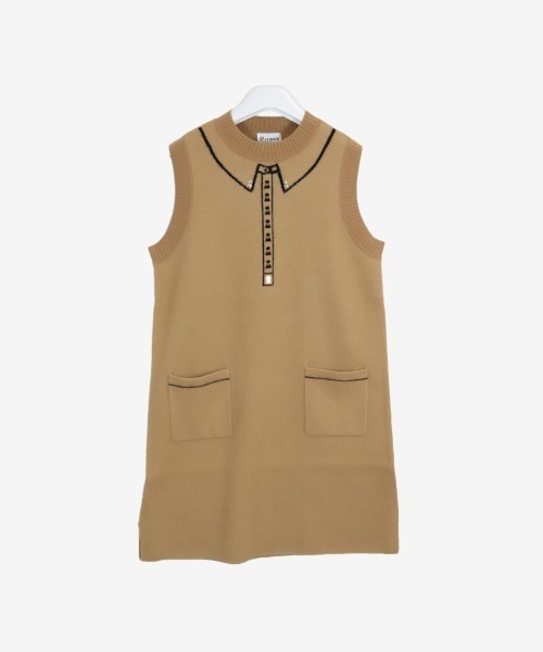 Picone CLUB(ピッコーネクラブ)の「ウール100%ロングニットベスト(ベスト・レディース・ブラック/ホワイト/ベージュ/パープル・S/M)」の3枚目の写真