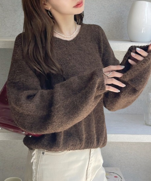 セール】ふんわりタッチ メランジが可愛い ゆるフワニット（ニット