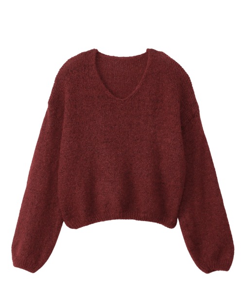 Ada.（エイダ）の「ふんわりタッチ メランジが可愛い  Vネック ゆるフワニット（ニット/セーター・レディース・ホワイト/ライトブルー/ベージュ/レッド/ピンク/ブラウン/グレー/ライトベージュ/グリーン/イエロー/ネイビー/キャメル・M/S/L）」の18枚目の写真