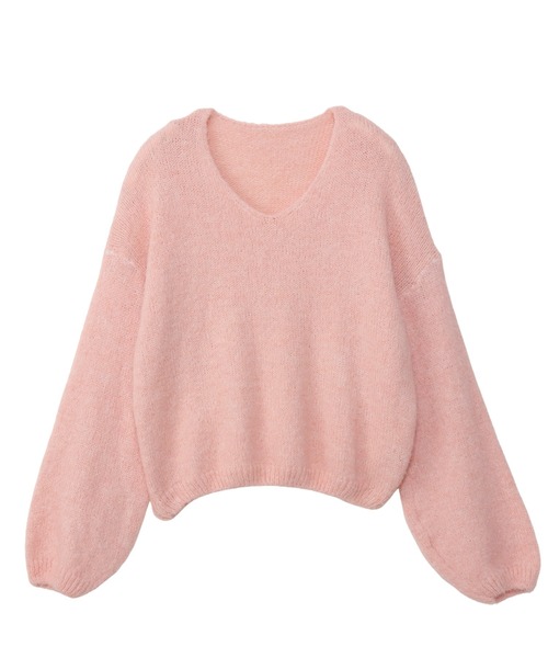 新品タグ付き♡ミストレアス♡バイカラードライタッチニットアンサンブル♡ピンク セール】ふんわりタッチ メランジが可愛い ゆるフワニット（ニット