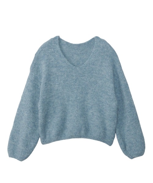 Ada.（エイダ）の「ふんわりタッチ メランジが可愛い  Vネック ゆるフワニット（ニット/セーター・レディース・ホワイト/ライトブルー/ベージュ/レッド/ピンク/ブラウン/グレー/ライトベージュ/グリーン/イエロー/ネイビー/キャメル・M/S/L）」の17枚目の写真