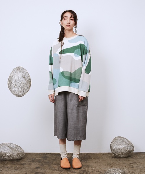 Dulcamara(ドゥルカマラ)の「リキッドバブルラップリブワイドSWシャツ(スウェット・メンズ・グリーン/ネイビー・0/1)」の3枚目の写真