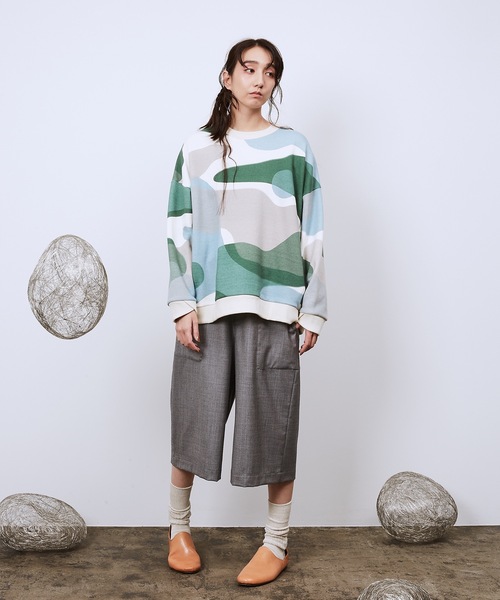 Dulcamara(ドゥルカマラ)の「リキッドバブルラップリブワイドSWシャツ(スウェット・メンズ・グリーン/ネイビー・0/1)」の4枚目の写真