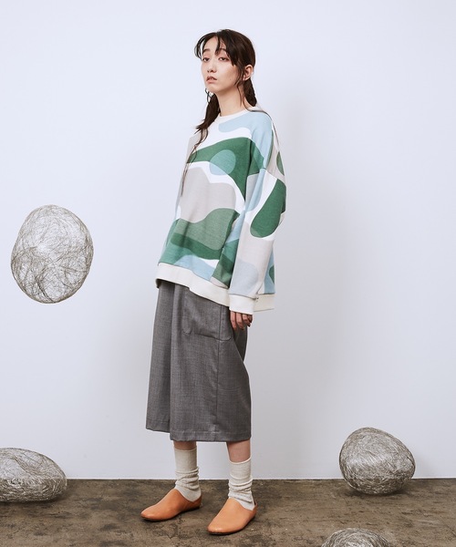 Dulcamara(ドゥルカマラ)の「リキッドバブルラップリブワイドSWシャツ(スウェット・メンズ・グリーン/ネイビー・0/1)」の6枚目の写真