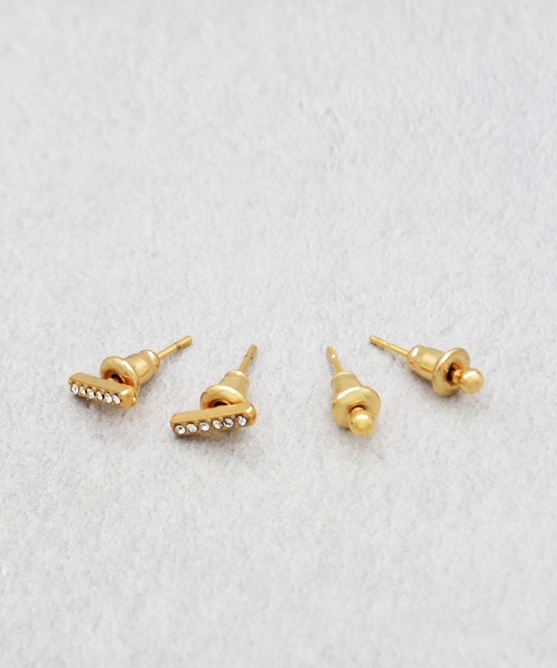 Diliraba(ディリラバ)の「【Diliraba】ステンレスビジューバーピアスセット(ピアス(両耳用)・レディース・シルバー/ゴールド・FREE)」の6枚目の写真