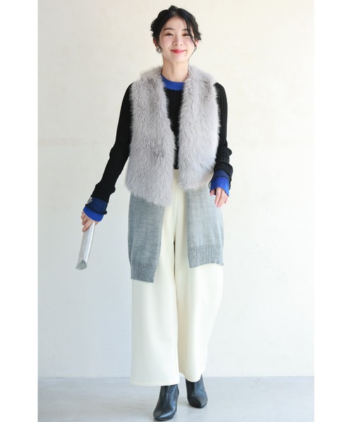 cawaii(カワイイ)の「着ぶくれ知らず 重ね着風ニット(ニット/セーター・レディース・ブラウン/ブラック・FREE)」の5枚目の写真