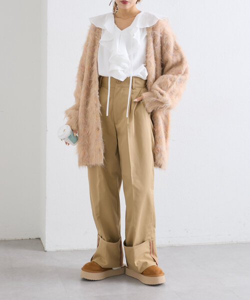 w closet(ダブルクローゼット)の「ラッフルフリルブラウス(シャツ/ブラウス・レディース・チャコールグレー/オフホワイト/グリーン・FREE)」の20枚目の写真