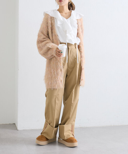 w closet(ダブルクローゼット)の「ラッフルフリルブラウス(シャツ/ブラウス・レディース・チャコールグレー/オフホワイト/グリーン・FREE)」の22枚目の写真
