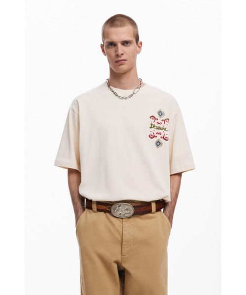 Desigual（デシグアル）の「エスニック柄　半袖刺繍Tシャツ（Tシャツ/カットソー・メンズ・ホワイト・S/M/L/XL）」の9枚目の写真