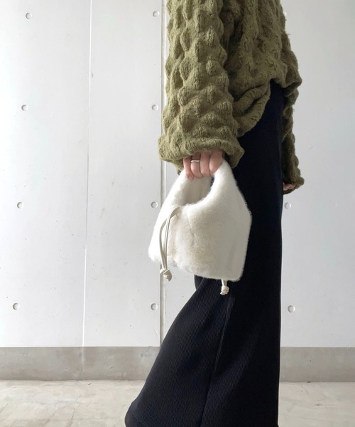 styiro(スタイロ)の「2wayファートートバッグ/ショルダー付き(ショルダーバッグ・レディース・ブラウン/ブラック/ベージュ/ホワイト/ワイン・FREE)」の12枚目の写真
