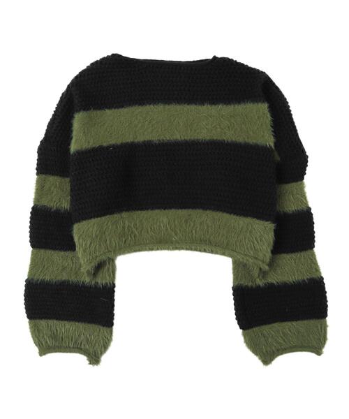 dispark（ディスパーク）の「DISPARK/マテリアルシャギークロップドニット（ニット/セーター・レディース・カーキ/ブラック・FREE）」の12枚目の写真