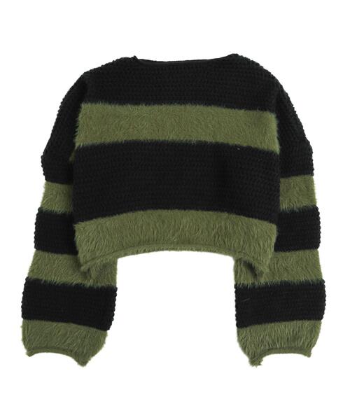 dispark（ディスパーク）の「DISPARK/マテリアルシャギークロップドニット（ニット/セーター・レディース・カーキ/ブラック・FREE）」の13枚目の写真