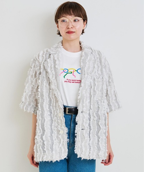 I am I in fact...(アイアムアイインファクト)の「●WAVE CUT JQ ジャケット(テーラードジャケット・レディース・グレー/ネイビー・FREE)」の3枚目の写真