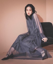 【ANDRESD】piping tulle dress Aラインドレス マタニティ 妊婦 結婚式 二次会 同窓会 成人式 パーティードレス オケージョンドレス お呼ばれワンピース