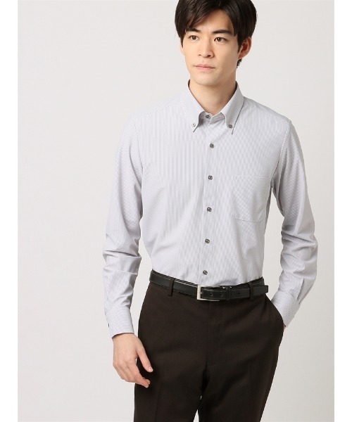 SUIT SQUARE(スーツスクエア)の「WEB限定 最高シャツ 長袖 ボタンダウンカラー FIT ドレスシャツ(ビジネスシャツ・メンズ・サックスブルー/ブルー/グレー・LL/L/M/S)」の1枚目の写真