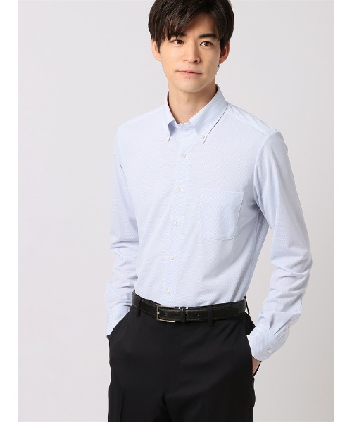 SUIT SQUARE(スーツスクエア)の「WEB限定 最高シャツ 長袖 ボタンダウンカラー FIT ドレスシャツ(ビジネスシャツ・メンズ・サックスブルー/ブルー/グレー・LL/L/M/S)」の2枚目の写真