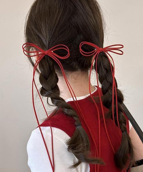 IRADOWL(アイラドール)の「スウェード調リボンヘアクリップ2個セット(バレッタ/ヘアクリップ・レディース・アイボリー/レッド/ピンク/ブラウン/ブラック・FREE)」の7枚目の写真