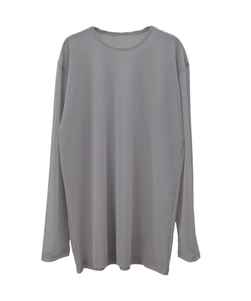 Reurie'(レウリィ)の「【ZOZO限定】ニュアンスオーバーシアートップス/nuance color over sheer top 長袖 クルーネック シースルー 透け感 シンプル カジュアル モード レイヤード 重ね着 日よけ 日差し対策 プール 水着(Tシャツ/カットソー・レディース・アイボリー/ライトグレー/ピンク・FREE)」の13枚目の写真