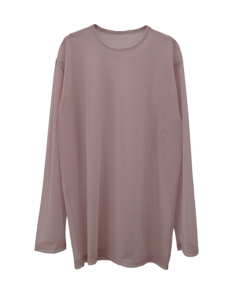 Reurie'(レウリィ)の「【ZOZO限定】ニュアンスオーバーシアートップス/nuance color over sheer top 長袖 クルーネック シースルー 透け感 シンプル カジュアル モード レイヤード 重ね着 日よけ 日差し対策 プール 水着(Tシャツ/カットソー・レディース・アイボリー/ライトグレー/ピンク・FREE)」の18枚目の写真