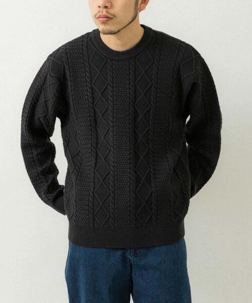 EKAL(エカル)の「『UR TECH』アランクルーネックニット(ニット/セーター・メンズ・グリーン/ブラック/ネイビー・LARGE/MEDIUM)」の1枚目の写真