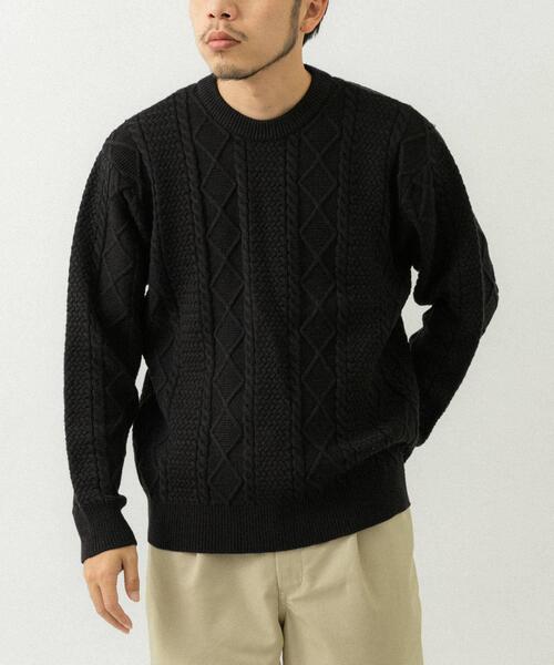 EKAL(エカル)の「『UR TECH』アランクルーネックニット(ニット/セーター・メンズ・グリーン/ブラック/ネイビー・LARGE/MEDIUM)」の2枚目の写真