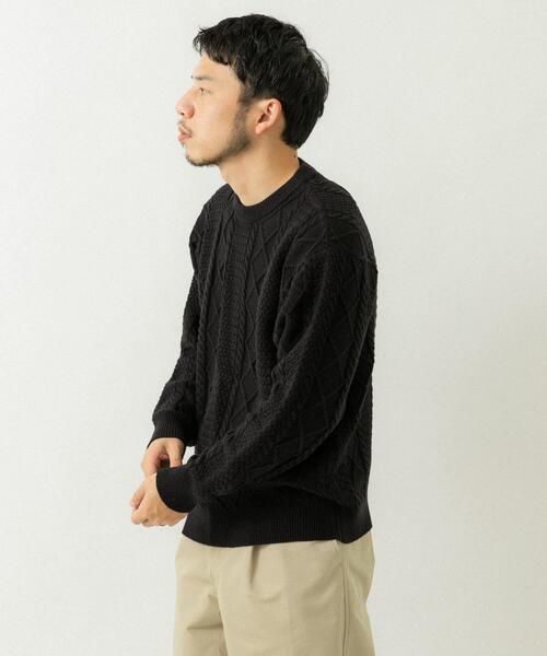 EKAL(エカル)の「『UR TECH』アランクルーネックニット(ニット/セーター・メンズ・グリーン/ブラック/ネイビー・LARGE/MEDIUM)」の5枚目の写真