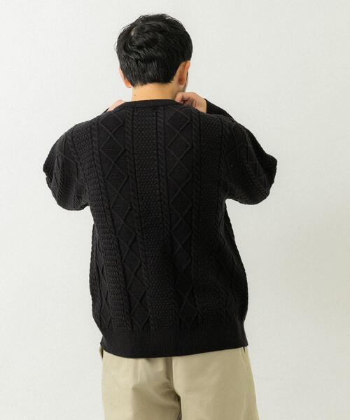 EKAL(エカル)の「『UR TECH』アランクルーネックニット(ニット/セーター・メンズ・グリーン/ブラック/ネイビー・LARGE/MEDIUM)」の6枚目の写真