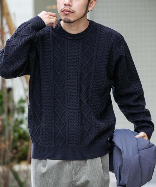 EKAL(エカル)の「『UR TECH』アランクルーネックニット(ニット/セーター・メンズ・グリーン/ブラック/ネイビー・LARGE/MEDIUM)」の11枚目の写真