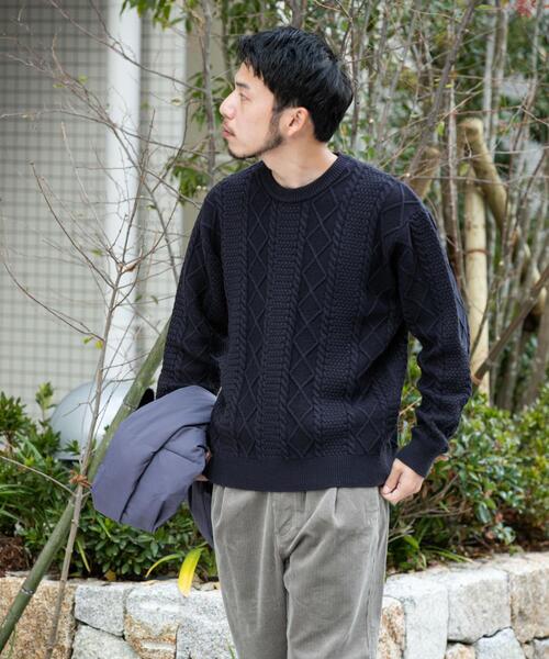 EKAL(エカル)の「『UR TECH』アランクルーネックニット(ニット/セーター・メンズ・グリーン/ブラック/ネイビー・LARGE/MEDIUM)」の14枚目の写真