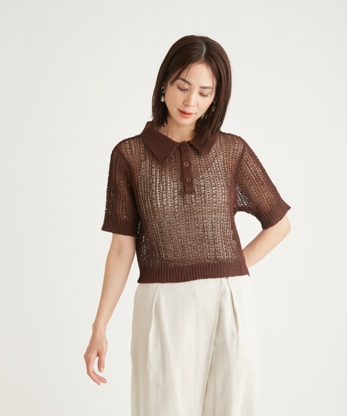 emmi（エミ）の「コードニットトップス（ニット/セーター・レディース・ライトベージュ/ブラック/ブラウン・FREE）」の4枚目の写真