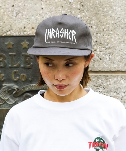 THRASHER（スラッシャー）の「TOY MACHINE SCRATCH SNAPBACK CAP/スラッシャーロゴプリントメッシュキャップ（キャップ・メンズ・ブラック/チャコールグレー・FREE）」の3枚目の写真