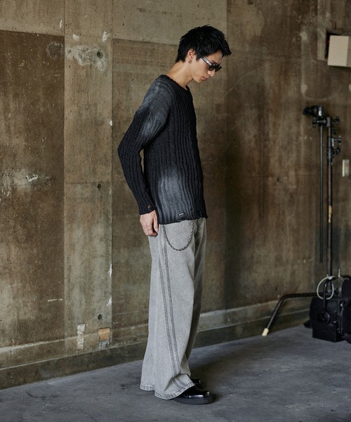 ダメージ×ヴィンテージ加工ローゲージニット（ニット/セーター