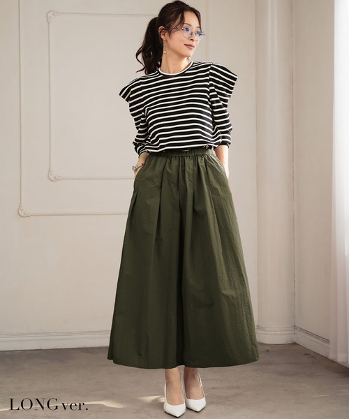 セール】【選べる2タイプ】タフタギャザーフレアスカート（スカート