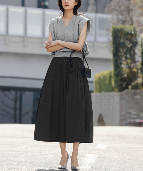 エブール 2024 SS ポリタフタロングフレアギャザースカート エブール 2024 SS ポリタフタロングフレアギャザースカート