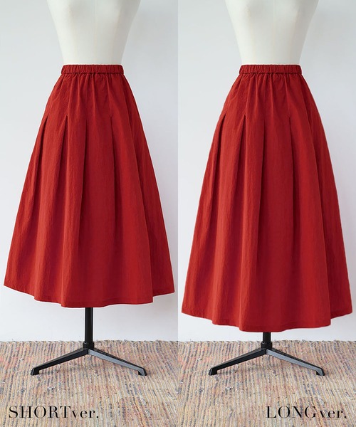 セール】【選べる着丈】タフタギャザーフレアスカート ロング 秋 冬