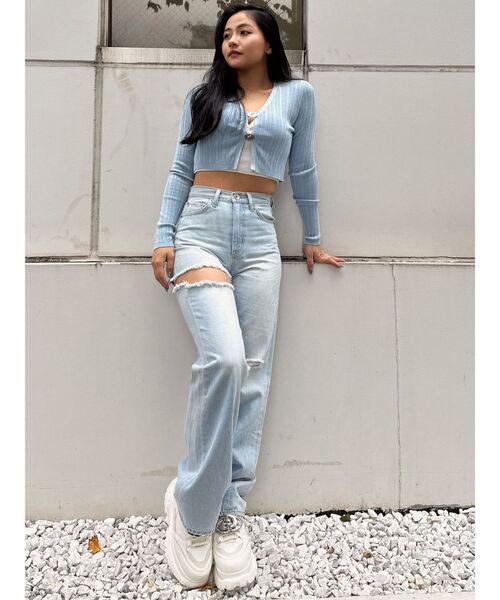 GYDA（ジェイダ）の「GDチャームニットカーディガン（カーディガン/ボレロ・レディース・スカイブルー/ブラック/オフホワイト・FREE）」の15枚目の写真