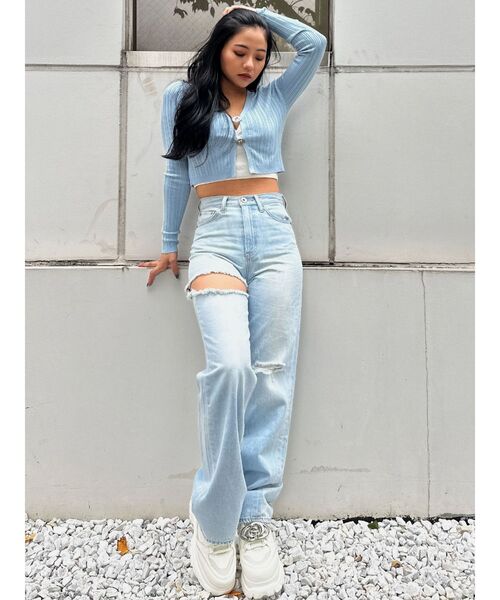 GYDA（ジェイダ）の「GDチャームニットカーディガン（カーディガン/ボレロ・レディース・スカイブルー/ブラック/オフホワイト・FREE）」の17枚目の写真